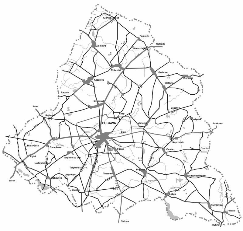 mapa gminy lubawa